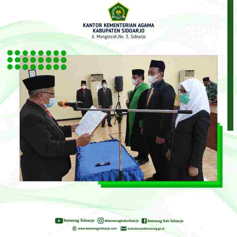 Dua Kepala Tata Usaha MAN Dan MTsN DiLantik Oleh Kepala Kantor Kementerian Agama Kab Sidoarjo