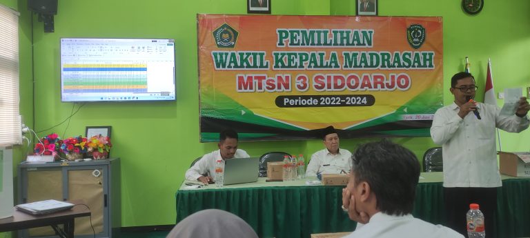 MTs NEGERI 3 SIDOARJO GELAR PEMILU WAKA MADRASAH PERIODE 2022-2024
