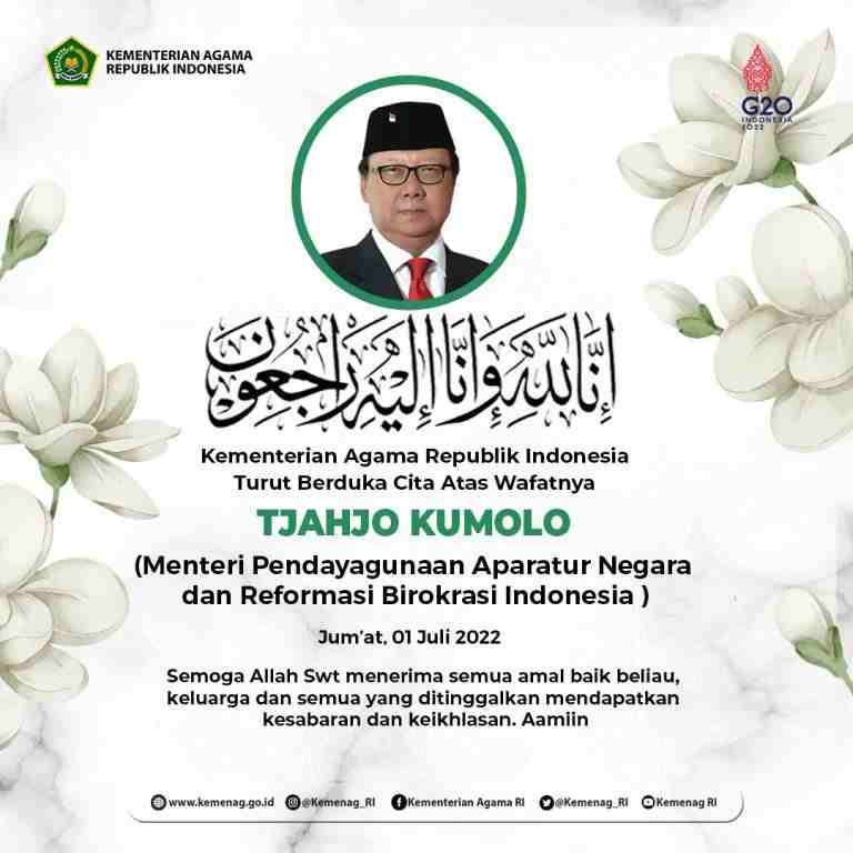 Tjahjo Kumolo Wafat, Menag: Saya Banyak Belajar dari Beliau