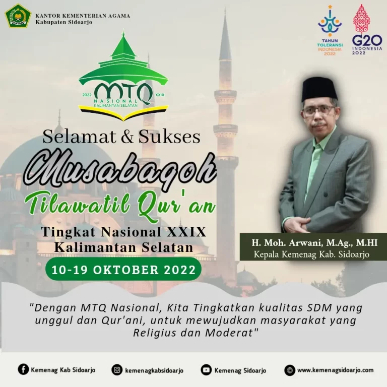 Lima Orang Kafilah Wakili Sidoarjo dalam MTQ Nasional 2022