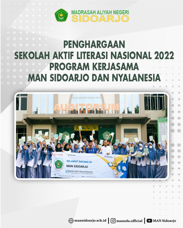 Nyalanesia Berikan Penghargaan pada MAN Sidoarjo Sebagai Sekolah Aktif Literasi Nasional