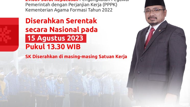 SK PPPK Kemenag Diserahkan Serentak 15 Agustus 2023