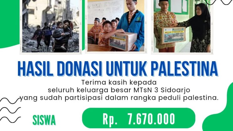 MTsN 3 Sidoarjo Himpun Dana Kemanusiaan untuk Palestina Hingga Rp 14.035.000