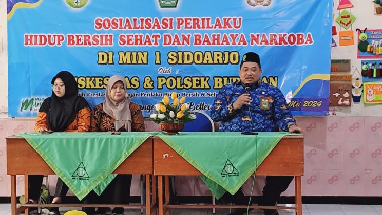 Momen Hardiknas, Penyuluhan Perilaku Hidup Bersih dan Sehat (PHBS) serta Sosialisasi  Pencegahan Bahaya Penyalahgunaan Narkoba pada Siswa MIN 1 Sidoarjo