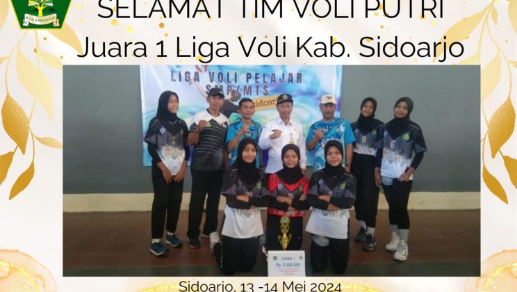 Tim Voly Putri MTs Negeri 4 Sidoarjo Juarai Liga Voli Kabupaten Sidoarjo!