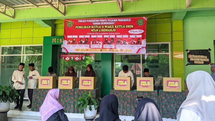 Pesta Demokrasi Pemilihan Ketua OSIM MTs Negeri 4 Sidoarjo Berlangsung Meriah