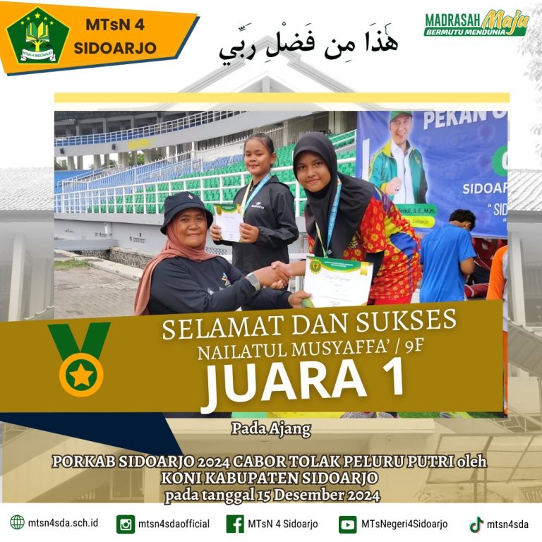 Prestasi Gemilang Siswa-Siswi MTsN 4 Sidoarjo di Ajang PORKAB 2024