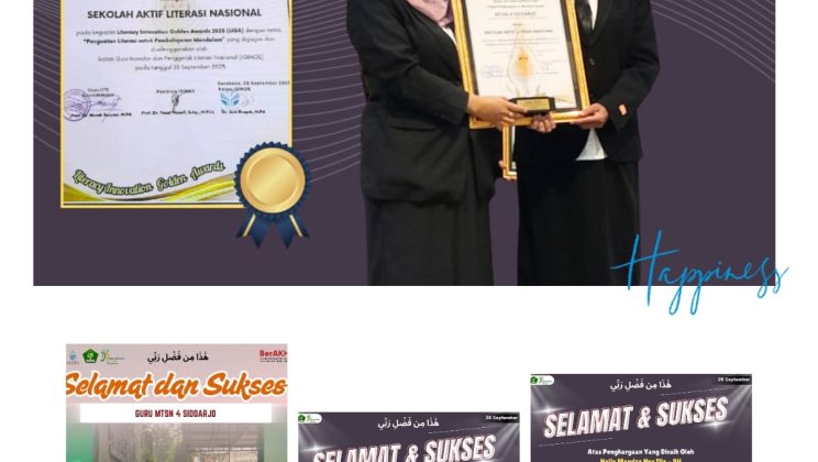 MTs Negeri 4 Sidoarjo Raih Anugerah Sekolah Aktif Literasi Nasional