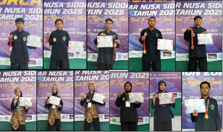 Siswa-Siswi MTsN 4 Sidoarjo Borong 11 Medali di Ajang Kejurcab IX Pagar Nusa Sidoarjo 2025