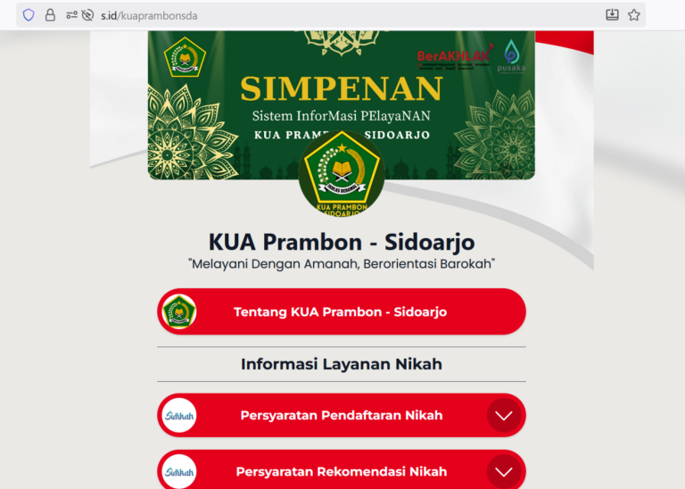 Mewujudkan Smart ASN, KUA Prambon Sidoarjo Resmi Launching Sistem Informasi Pelayanan Berbasis Microsite