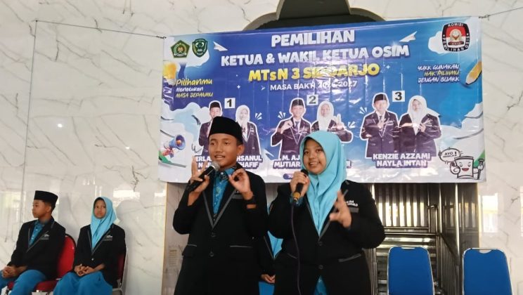 Tiga Paslon Ketua OSIM MTsN 3 Sidoarjo Sampaikan Visi Misi Periode 2026–2027